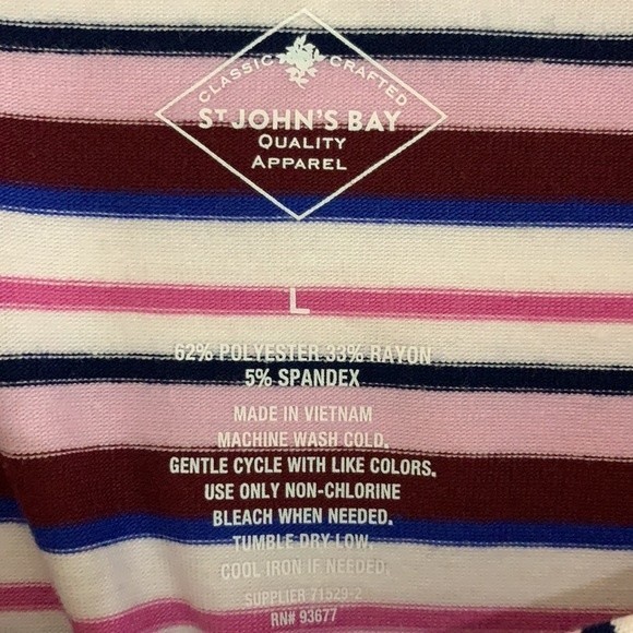St Johns Bay Women’s multicolored Striped Blouse/ Top Size L - Picture 5 of 6